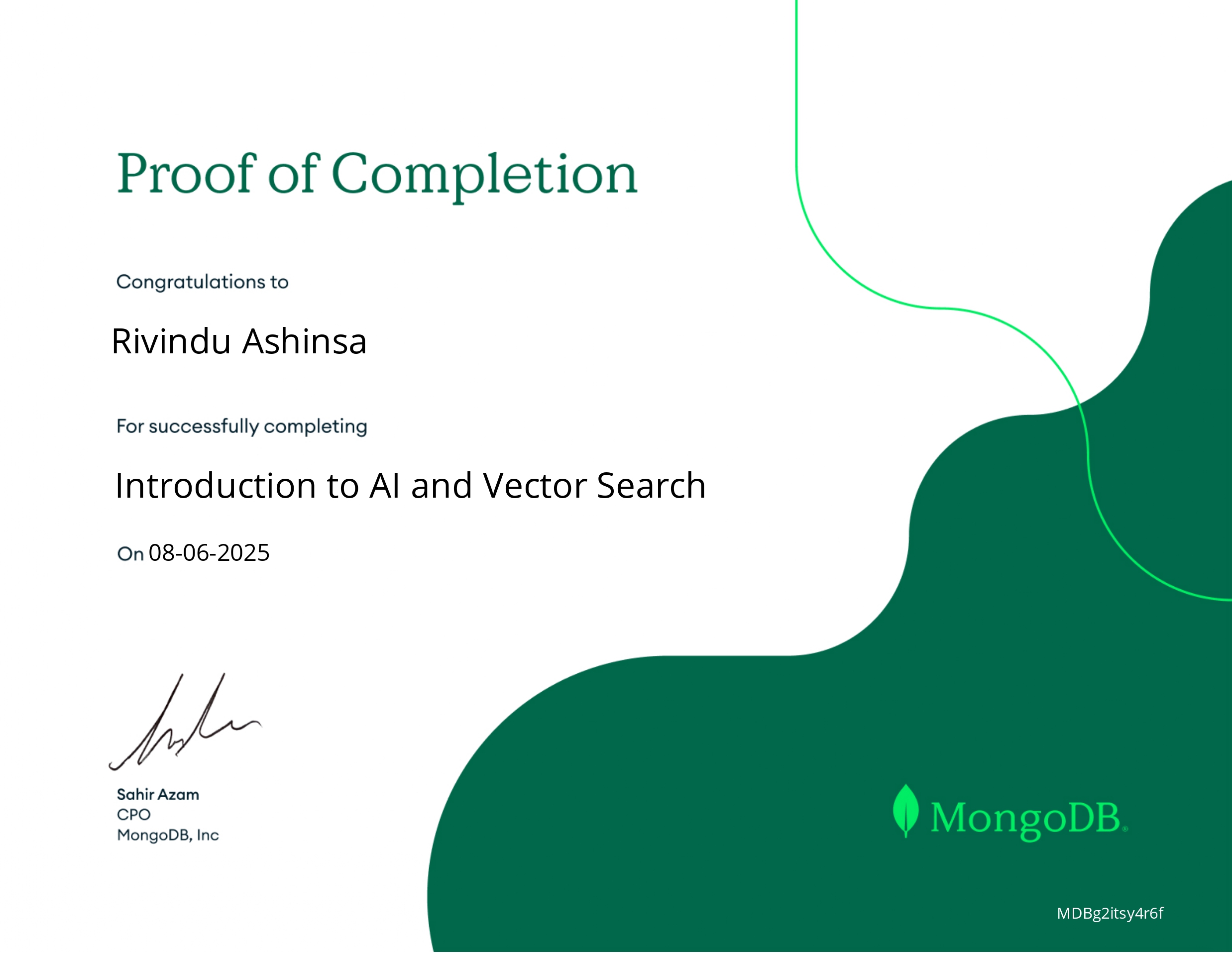 AI and Vector Search certificate