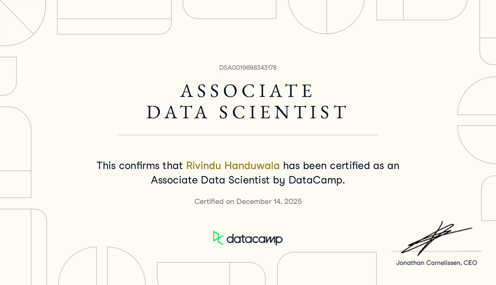 Data Scientist Associate certificate