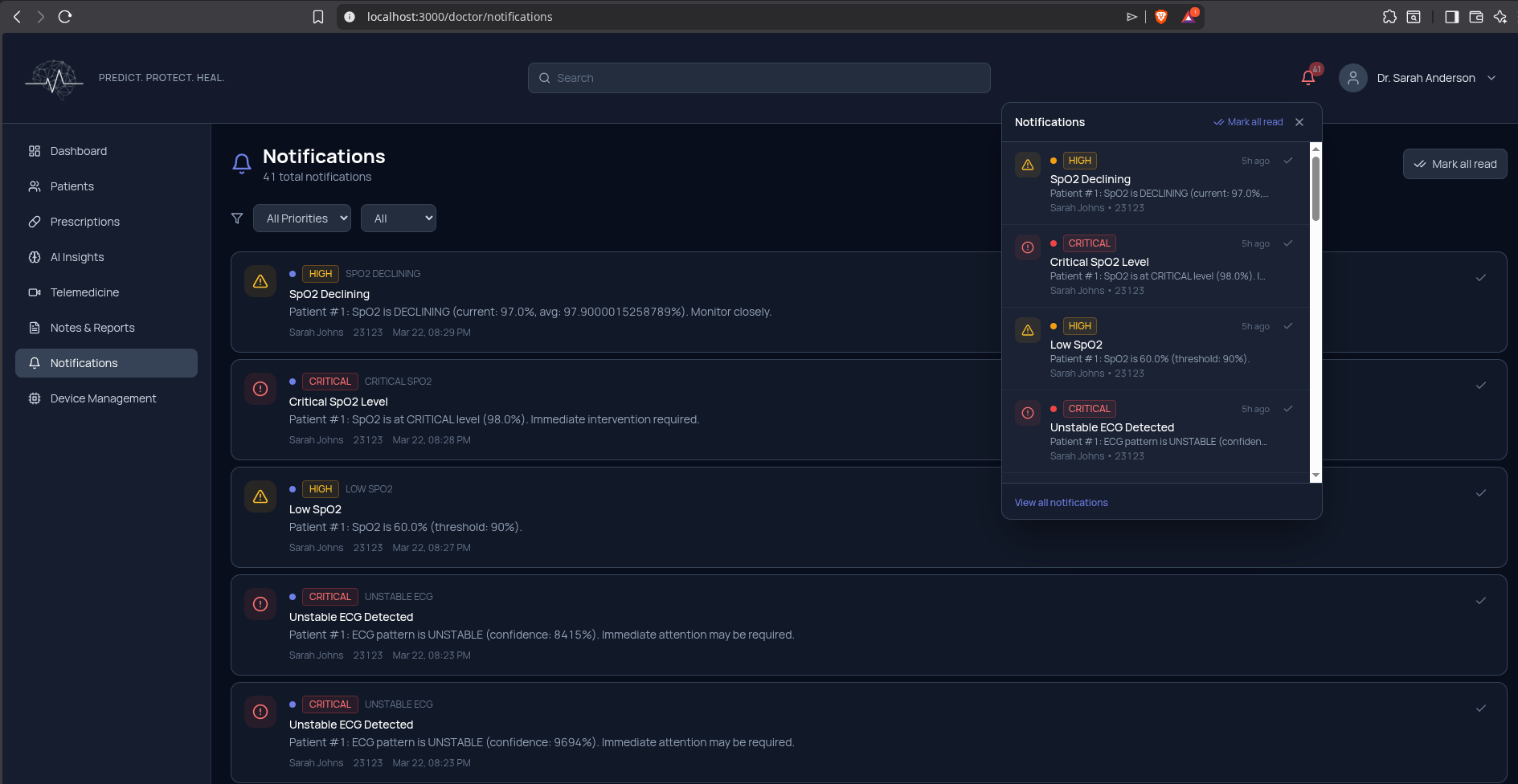 Real-time notifications